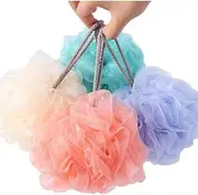 Loofah Shower Puff Mesh Bath Loofa Body Sponges Scrubber for Bathing Pack of 4 (Style 1, One size)
