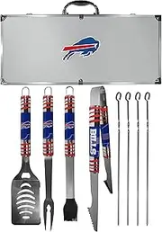 Siskiyou unisex Denver Broncos 8 pc Tailgater BBQ Set F8BQ020-P, unisex, Buffalo Bills 8 pc Tailgater BBQ Set, F8BQ015, Gray, Set of 8