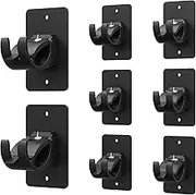 AMZONHOME 8 Pieces Self Adhesive Curtain Rod Bracket, Universal Plastic Curtain Rod Holders, No Drill Curtain Rod Brackets Curtain Rod Hooks for Bathroom, Bedroom, Livingroom, Kitchen (Black)