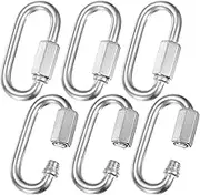 uxcell 6-Pack Quick Chain Link Connector, M7 9/32 304 Stainless Steel D-Shape Locking Repair Chain Links for Swing/Camping/Hiking/Backpack, Twist Key Ring Screw Chain Link [Silver]