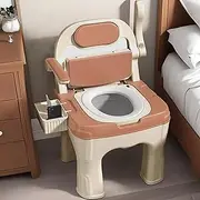 Commode Toilet Chair,Bedside Commodes Drop Arm Commode with Padded Seat and Backrest Adjustable Bedside CommodeChair Up to 660 Lbs for Adults and Seniors Safer Toilet Alternative(Orange)