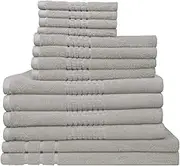 Jenny McLean Montage Towel Sets 650GSM 14PC Bath Linen Set 4Bath-Towels+4Hand-Towels+4 Face Towels+2 Bath Mat Silver