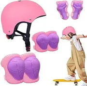Kids Helmets Set | Adjustable Kids Scooter Helmets - Adjustable Toddler Helmets with Knee and Elbow Pads Wrist Guards for Boys Girls 3-10 Years