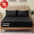 King Single Black Fitted Sheet Set 2PC 2000TC Deep Pocket Ultra Soft