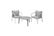 Livsip 3PCS Outdoor Patio Setting Furniture Lounge Set Grey 70cm Coffee Table