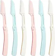 WOLMIK Face Razors for Women - 6 PCS Dermaplaning Exfoliating Tool, Foldable Eyebrow Razors Shaper, Portable Facial Hair Remover Razor, Safety Face Shaving Blade for Shave Face Peach Fuzz Upperlip