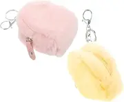 TOYANDONA 2pcs Plush Coin Purse Keychain Cute Mini Wallet for Cartoon Plush Bag for Keys Earphones Small Essentials Stylish Soft Wallet
