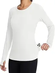 [baleaf] Women's Thermal Shirts Long Sleeve Fleece Tops Workout Running Soft Zipper Pocket Cold Weather Gear