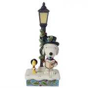 Peanuts by Jim Shore Snoopy & Woodstock Next To Lit Lampost