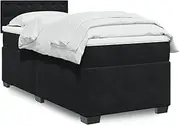 vidaxl Box Spring Bed - Black Fabric King Single with Mattress & Topper