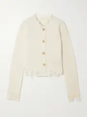 [Haikure] Haikure - Jill Distressed Knitted Cardigan - White - x large x large White