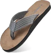 [riemot] Mens Flip-Flops with Arch Support Classical Thongs Sandals Lightweight Suede 3 Point Flip Flop Comfort Summer Beach Slippers for Indoor Outdoor US9/14, Grey, 10