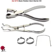 5PCS Endodontic Basic Rubber Kit Punch Pliers Ivory Light Clamp Forceps Frame