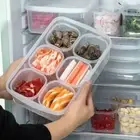 Divided Refrigerator Storage Box 6 Grids Seasoning Storage Jar Rice
