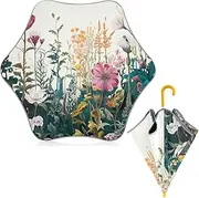 [ODAWA] Kids Umbrella, Skeleton Pattern, Coffee Color, Easy Open and Close, Wind and Rain Protection, Classic Pink Wildflowers, Una Talla, Pink classic wildflowers, Una talla