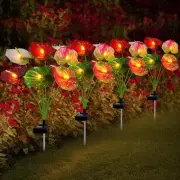 Solar Lights Outdoor,4 Packs Solar Garden Flower Lights with Anthurium Plant ...