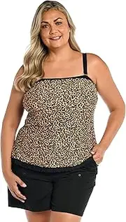 [Maxine Of Hollywood] Womens MM8PL69 Stained Glass Print Tankini Top Tankini Top - Blue