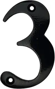 A10SHOP Doris 3-Inch Solid Brass Outdoor Decor Mailbox Numbers House Numbers For Outside House Numbers Address Sign For Door (Number 3, Satin Black)
