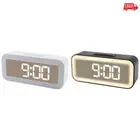 Digital Alarm Clock Night Light Electronic LED Clock Bedroom Snooz Clock(White)