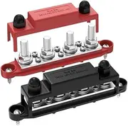 12V 250A Bus Bar Power Distribution Block with 4 Studs 3/8" M10 Automatic Marine Battery Bus Bar Terminal Connectors for Automotive Boat RV