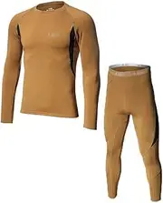 [PRMDDP] Men’s Thermal Underwear Set, Top and Bottom Underwear Base Layer Soft Fleece Lined，Sport Compression Suit ，for Workout Skiing Running Hiking (Color : Yellow, Size : 3X-Large)