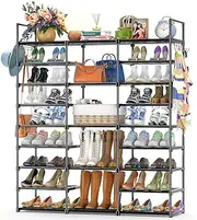 9-Tier Large Shoe Rack,Tall Storage Shelf for Shoes,Metal Shoe Organizer,Shoe Tower for Closet Entryway,Stackable Shoe Cabinet Holds 50-55 Pairs,Boots, Entryway, Closet, Garage