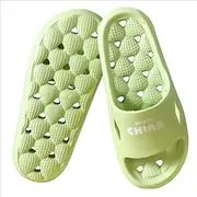 [XUEMML] Shower Slippers with Holes，Mens Shower Non-Slip Indoor Slippers, Open Toe Beach Sandals with Massage Shoes(Green,36/37 EU)