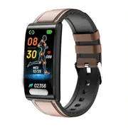 Health Monitoring Smart Leather Strap Watch With Colour Screen