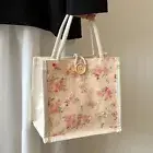 Square Shape Floral Print Handbag Cloth Casual Handbag New Lunch Bag