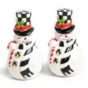 MACKENZIE-CHILDS Nostalgia Snowman Salt And Pepper Shakers in White Set NEW