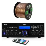 Pyle PDA6BU USB 200W Bluetooth FM Stereo, Enrock 16g 50FT Speaker Wire Bundle