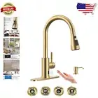 Touchless Stainless Steel Kitchen Faucet with Soap Dispenser - Modern Gold Style
