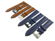 20 22 24mm Blue/Brown Genuine Leather Strap Band fit FOSSIL watch Buckle/Clasp