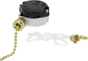 , Polished Brass 21306 3 Speed Ceiling Fan Light Switch with Pull Chain, 1 Pack