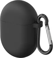 [Geekria] Silicone Case Cover Compatible with Google Pixel Buds A True Wireless Earbuds, Earphones Skin Cover, Protective Carrying Case with Keychain Hook, Charging Port Accessible (Black)
