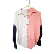 Electric & Rose Womens Farrah Tie Dye Gauze Button Up Shirt Blush Cloud Size XS