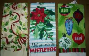 WINTER HOLIDAYS TERRY # KITCHEN DISH TOWEL * Holly Mistletoe Ornaments Peace Joy