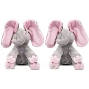 (2 QTY) Kaia Elephant Animated Plush Toys - Singing & Peek-a-Boo by Dimple