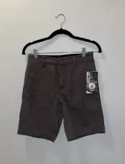 Volcom Charcoal Gray Brown Boys Monty Shorts NWT 14(27)