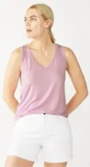 Nine West Womens XXL Purple Tank Top Soft 95% Rayon V-Neck Relaxed Easy Fit NWT