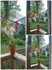 FABRIC Porch BUNTING VINTAGE Style FLORAL WEDDINGS garden flags custom banner
