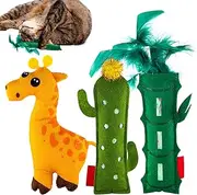 Catnip Toy,3PCS Cat Chew Toys,Bite Resistant Catnip Toys with Soft PP Cotton and Crinkle Paper Inside,Interactive Cat Feather Toy for Indoor Cats and Kitten