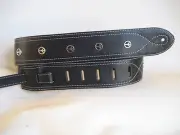 UNIQUE LEATHER BLACK WITH PEACE CONCHOS GUITAR/BASS STRAP