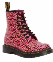 Dr. Martens Women's 1460 Leopard Smooth Leather Lace Up Boots Pink SIZE US 7
