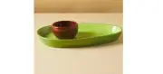 new Rae Dunn Avocado "CHIPS N' DIP" Serving Tray Plate Guacamole