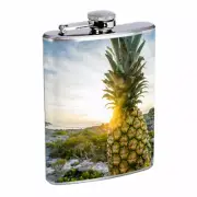 Beach Pineapple Em5 Flask 8oz Stainless Steel Hip Drinking Whiskey