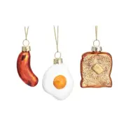 Sass & Belle Set of 3 Breakfast Items Christmas Tree Decorations Novelty Decor