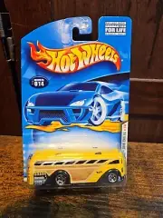 Hot Wheels 2001 First Editions Surfin' School Bus Yellow Woodgrain Tampo 5sp #GG