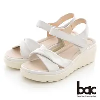 在飛比找momo購物網優惠-【bac】軟皮革彈力楔型厚底涼鞋(米白色)