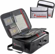 Fireproof Document Bag (17 X 11.8 X 5 Inch) Black with Combination Lock, Multi-L